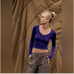 Free People Long Sleeve Bail Out in Deep Amethyst